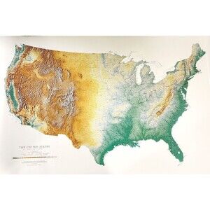 Raven Maps United States Poster Wall Map Laminated Landforms Educational 37x58